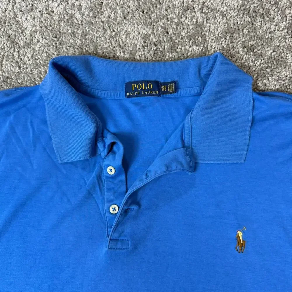 Polo Ralph Lauren Polo Shirt Mens 3XB Blue Casual Pony‎ Golf Modern Pima Soft